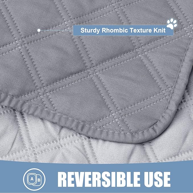 Smiry Waterproof Dog Bed Cover Pet Blanket, Soft Washable Dog Blanket for Furniture Bed Couch Sofa Reversible, Checkered (82"x102", Grey/Light Grey)