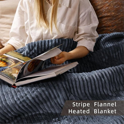 Heated Blanket Queen Size 84"x90",ETL Certification-10 Heating Levels Electric Blanket&1-10 Hour Auto Off,Heating Blanket with Dual Controller(Dark Blue)