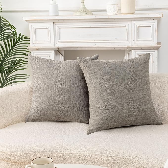 Decorative Couch Pillow Covers SofaThrow pillows with inserts included Bohemian-Style Country Cushion Cover Suitable for Beds, Sofas, Living Rooms, and Home Decor 2pack 18X18 inch.(Medium Gray)