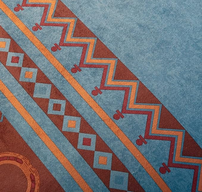 Chezmoi Collection Sedona 7-Piece Southwestern Wild Horses Microsuede Bedding Comforter Set, Full, Turquoise Blue