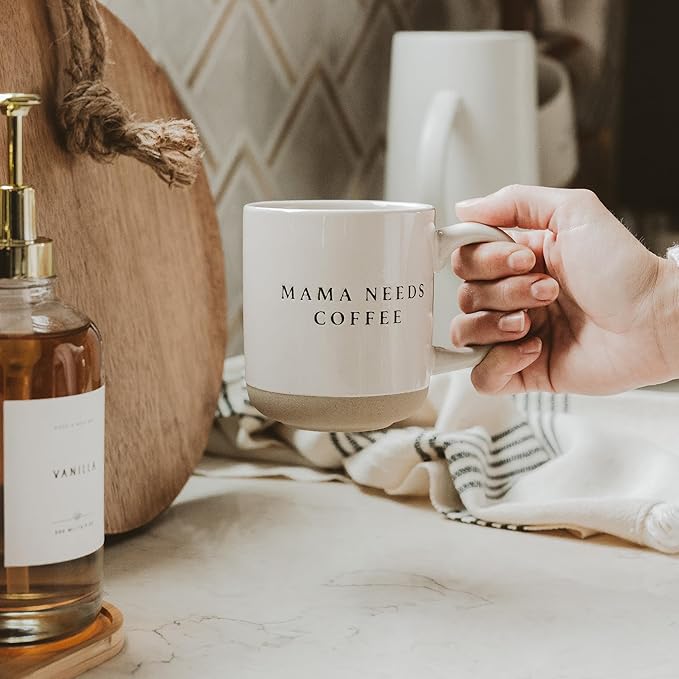 Sweet Water Decor Mama Needs Coffee Stoneware Coffee Mugs - 14Oz Cute Coffee Mugs for Hot & Cold Drinks - Dishwasher & Microwave Safe - Mothers Day Gift - Ideal Tea & Espresso Mugs