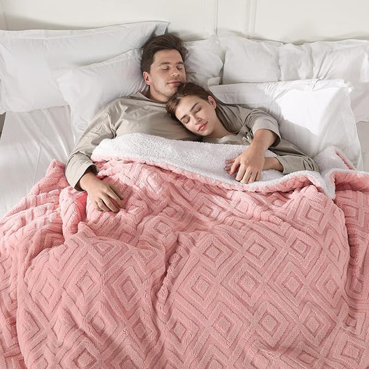 Electric Blanket Queen Size, Heated Blanket with 5 Heat Settings & 10 Time Settings, Super Soft Cozy Sherpa Blanket with Fast Heating for Home Office Use, 100" x 90", Pink