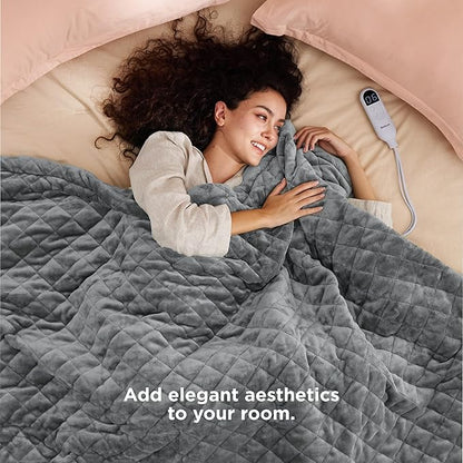 Bedsure Electric Blanket Twin - Quilted Heated Blanket Twin Size, Soft Flannel Thick Heating Blanket with 10 Time Settings & 6 Heat Settings, Warm Gifts for Women Men (62x84 inches, Formal Gray)