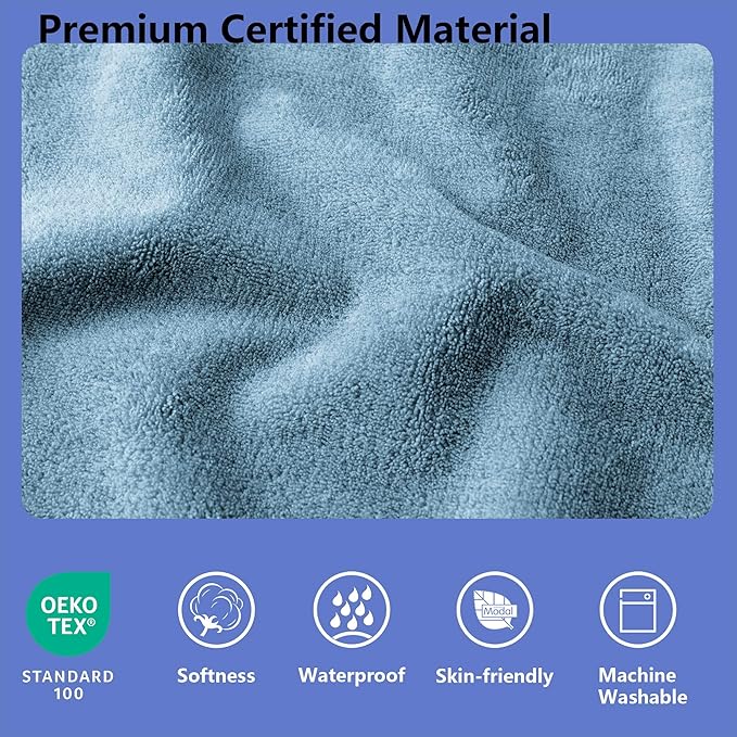Waterproof Blanket for Bed King Size, Leak Proof Dog Couch Blankets Reversible, Pet Throw Sofa Furniture Protector Machine Washable-82 x108,Navy Blue+Stone Blue