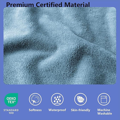 Waterproof Blanket for Bed King Size, Leak Proof Dog Couch Blankets Reversible, Pet Throw Sofa Furniture Protector Machine Washable-82 x108,Navy Blue+Stone Blue