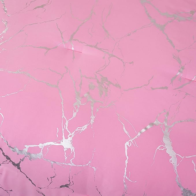 MWMWMW Pink Comforter Set Queen, Marbling Silver Glitter Bedding Set, 3Pcs Pink Queen Bedding Sets for Girls Women (1 Comforter, 2 Pillowcases)