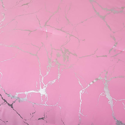 MWMWMW Pink Comforter Set Queen, Marbling Silver Glitter Bedding Set, 3Pcs Pink Queen Bedding Sets for Girls Women (1 Comforter, 2 Pillowcases)