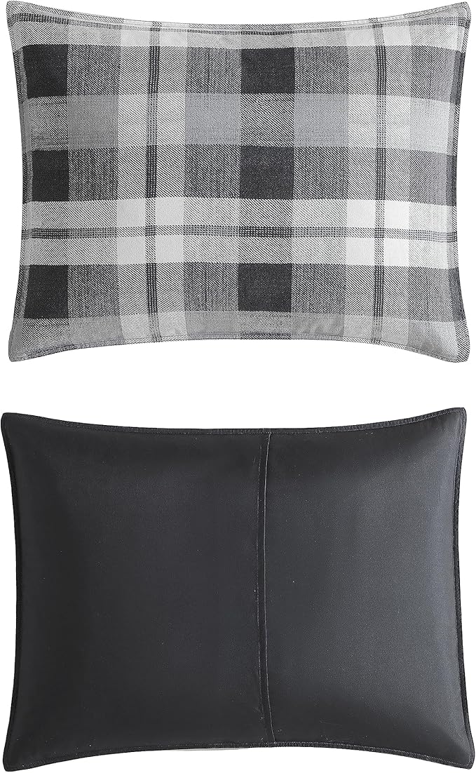 Nautica - King Comforter Set, Reversible Bedding with Matching Shams, Microsuede with Sherpa Reverse, Oek-Tex Certified (Crossview Plaid Charcoal)
