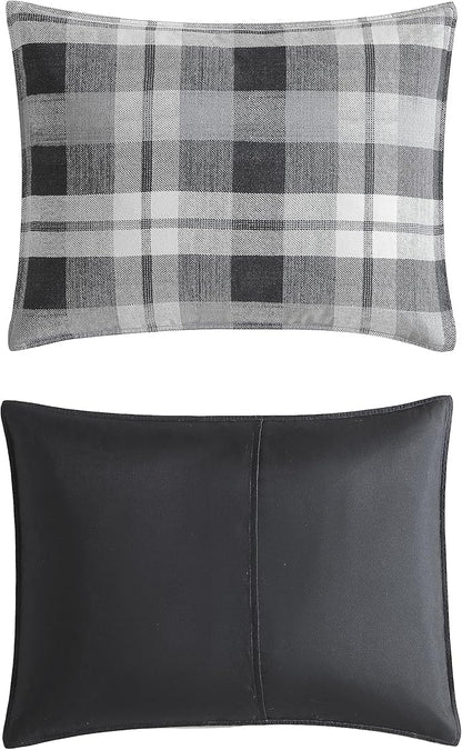 Nautica - King Comforter Set, Reversible Bedding with Matching Shams, Microsuede with Sherpa Reverse, Oek-Tex Certified (Crossview Plaid Charcoal)