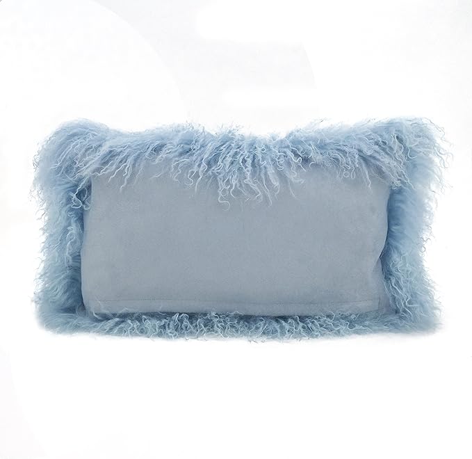 SARO LIFESTYLE Mongolian Lamb Fur Poly Filled Throw Pillow