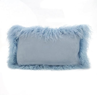 SARO LIFESTYLE Mongolian Lamb Fur Poly Filled Throw Pillow