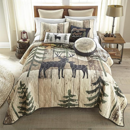 Donna Sharp Throw Pillow - Painted Deer - Lodge Decorative Throw Pillow with Deer in Forest Pattern - Polyester - Rectangle…