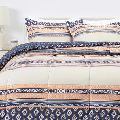 Amazon Basics Lightweight Microfiber Comforter Set, 3-Pieces, Gray Geometrics, Full/Queen