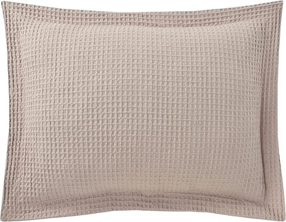 Chezmoi Collection Wilmer 3-Piece Waffle Weave Comforter Set - Soft and Cozy All Season Bedding Set, King, Ivory Cream