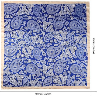 AWAYTR 35” Satin Large Square Head Scarves - 4PCS Silk Like Neck Scarf Hair Sleeping Wraps Satin Silk Scarfs for Women