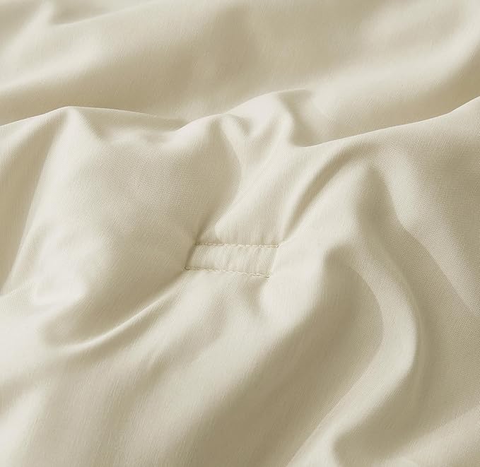 Chezmoi Collection Cliff 3-Piece Lightweight Cooling Comforter Set, Queen- Rayon Derived from Bamboo & Polyester Blended, Soft Breathable Bedding for Hot Sleepers, Sand