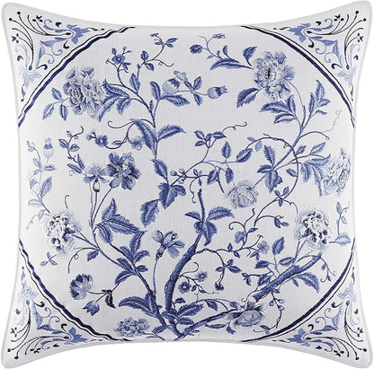 Laura Ashley - Throw Pillow with Envelope Closure, Elegant Home Decor for Bed or Sofa (Charlotte Blue, 16" x 16")