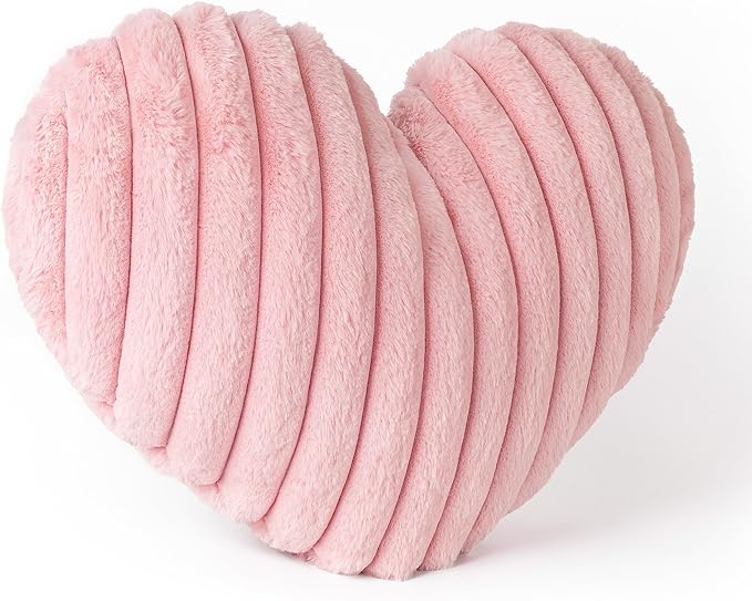 AELS Heart Shaped Pillow, 20 Inches Heart Decorative Throw Pillows, Faux Fur Love Pillows Pillow, Cute Valentines Day Decorations, Wedding Decor, Living Room Bedroom Nursery Decor, Pastel Pink