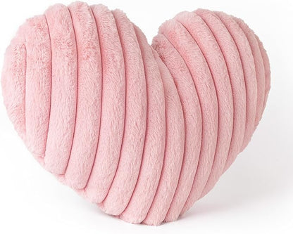 AELS Heart Shaped Pillow, 20 Inches Heart Decorative Throw Pillows, Faux Fur Love Pillows Pillow, Cute Valentines Day Decorations, Wedding Decor, Living Room Bedroom Nursery Decor, Pastel Pink
