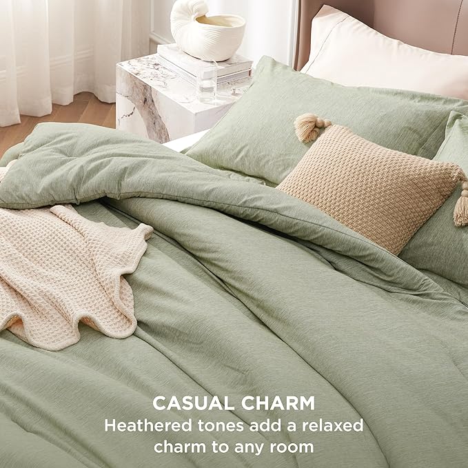 Bedsure Oversized Queen Comforter Set - Olive Green Soft Bedding for All Seasons, Cationic Dyed Bed Set, 3 Pieces, 1 Oversized Queen Size Comforter (98"x98") and 2 Pillow Shams (20"x36"+2")