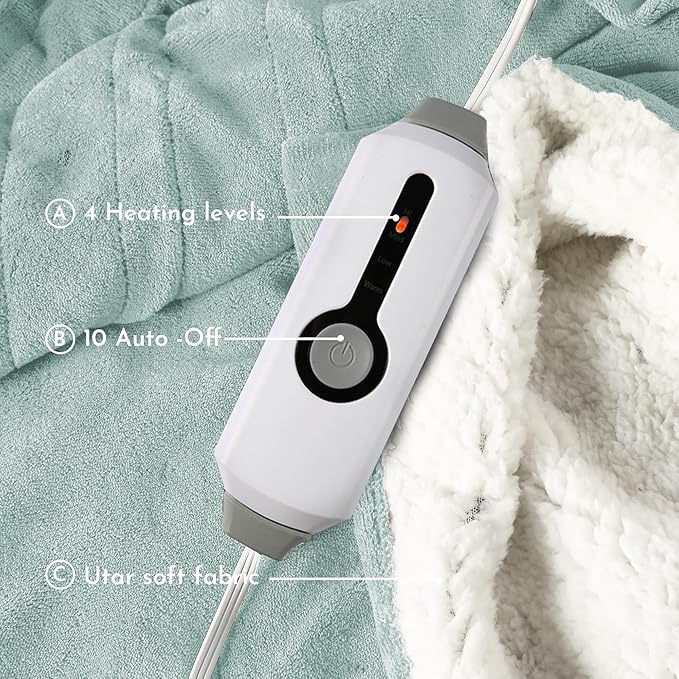 Electric Heated Blanket 90"x100" King Size Microplush Cover Blanket, 4 Heat Settings & 10 Hours Auto Off, Cozy & Warm for All Night, Machine Washable,Spring Green