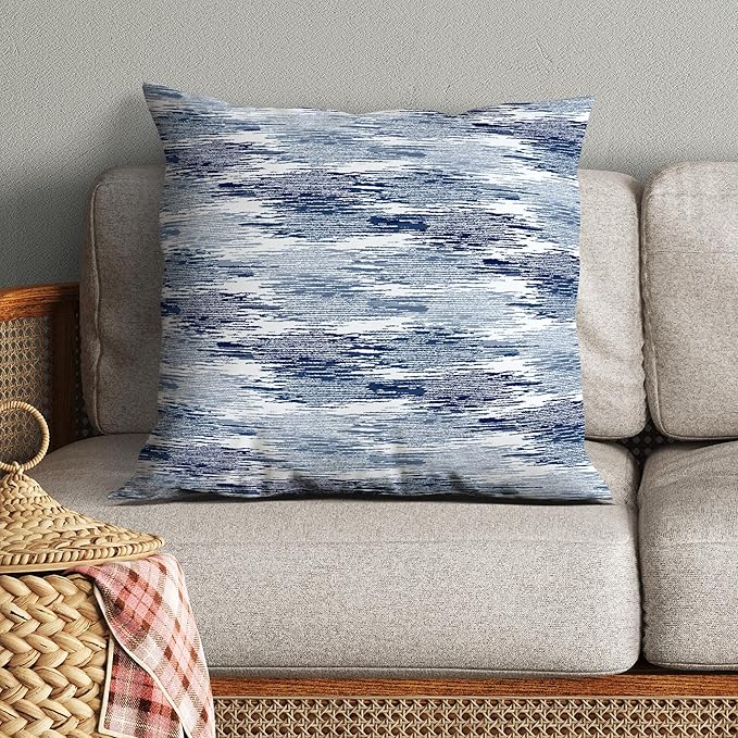Americanflat 20x20 Throw Pillow with Sewn-in Insert - All-in-One Decorative Pillows - No Cover Needed - Soft and Durable Cushion for Bed or Sofa - Polyester - Blue and White