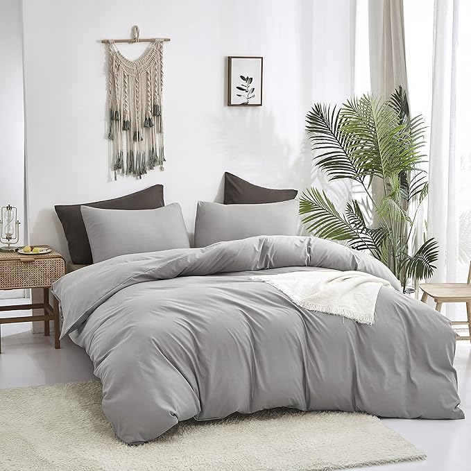 Cottonight Silver Grey Comforter Sets Full Light Gray Bedding Comforter Set Women Men Solid Pure Gray Blanket Quilts Fuzzy Breathable Light Grey Bedding Comforter Sets for Women Men