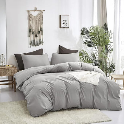 Cottonight Silver Grey Comforter Sets Queen Light Grey Bedding Comforter Set Plain Gray Blanket Quilts Soft Breathable Modern Silver Gray Bedding Set for Women Men Adults Teens