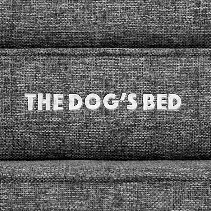 The Dog’s Bed Orthopedic Memory Foam Dog Bed with Bolsters, Linen Fabric, Grey Linen, L