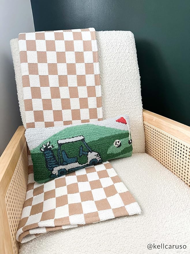 Mud Pie Golf Scene Hooked Wool Pillow; 8" X 18"