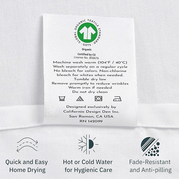 California Design Den XL Twin Sheets Set - Soft 100% Organic Cotton Sheets with Deep Pockets, Crisp Percale, Breathable and Durable Bedding, Dorm Essentials for Guys - True Ivory
