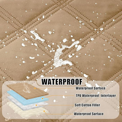 Smiry Waterproof Dog Bed Cover Blanket 40x50, Soft Reversible Pet Blanket, Washable Leakproof Cats Dogs Couch Cover for Sofa, Couch, Furniture, Camel/Beige