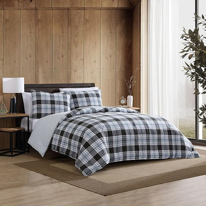 Eddie Bauer - King Comforter Set, Cotton Reversible Bedding with Matching Shams, Stylish Luxurious Bedding Set (Lewis Navy, King)