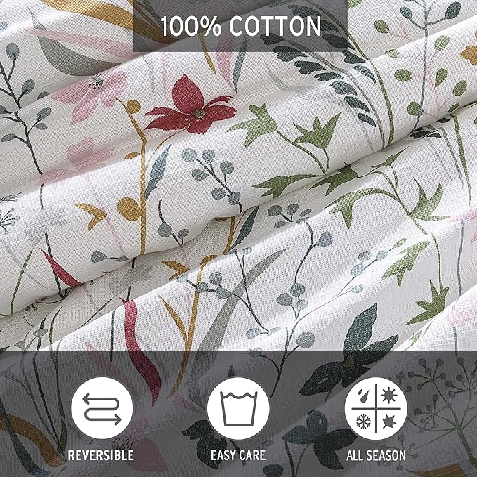 Eddie Bauer - King Comforter Set, Reversible Cotton Bedding with Matching Shams, Classic Floral Home Decor with Plaid Reverse (Woodland Forest Grey, King)