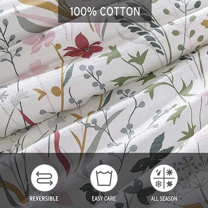 Eddie Bauer - Queen Comforter Set, Reversible Cotton Bedding with Matching Shams, Classic Floral Home Decor with Plaid Reverse (Woodland Forest Grey, Queen)