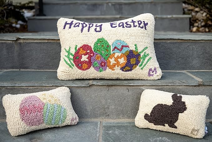 Chandler 4 Corners Artist-Designed Chocolate Bunny Hand-Hooked Wool Decorative Throw Pillow - Easter Pillow for Couches & Beds - Easy Care & Low Maintenance-Bunny, Hare-Themed Home Decor