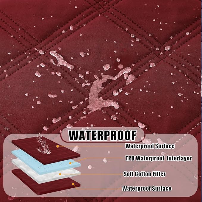 Smiry Waterproof Dog Bed Cover Blanket 30x70, Soft Reversible Pet Blanket, Washable Leakproof Cats Dogs Couch Cover for Sofa, Couch, Furniture, Wine Red/Wine Red