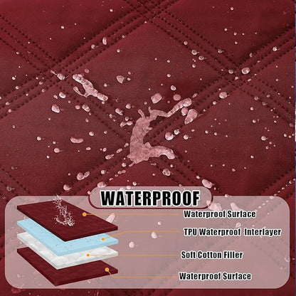 Smiry Waterproof Dog Bed Cover Blanket 52x82, Soft Reversible Pet Blanket, Washable Leakproof Cats Dogs Couch Cover for Sofa, Couch, Furniture, Wine Red/Wine Red