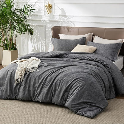Bedsure Queen Comforter Set - Charcoal Grey Soft Bedding for All Seasons, Cationic Dyed Bed Set, 3 Pieces, 1 Queen Size Comforter (90"x90") and 2 Pillow Shams (20"x26"+2")