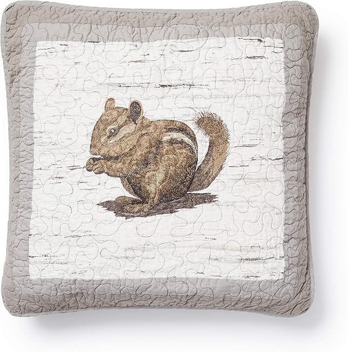 Donna Sharp Throw Pillow - Birch Forest Lodge Decorative Throw Pillow with Chipmunk Pattern - Square