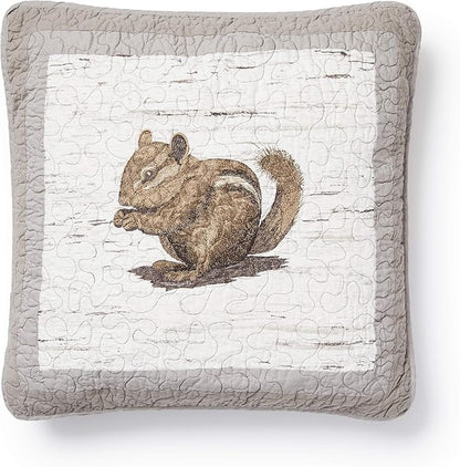 Donna Sharp Throw Pillow - Birch Forest Lodge Decorative Throw Pillow with Chipmunk Pattern - Square