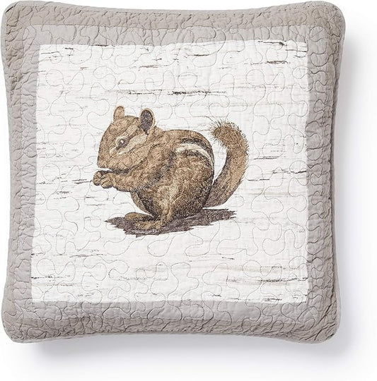 Donna Sharp Throw Pillow - Birch Forest Lodge Decorative Throw Pillow with Chipmunk Pattern - Square