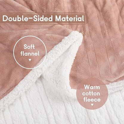 Heated Blanket Electric Throw Size 50''x60'' with 9 Heating Levels, 1-10 Hour Auto Shut Off, Machine Washable, Flannel & Sherpa Double-Sided Soft Warming Blanket for Couch, Bed, Office - Cozy Pink
