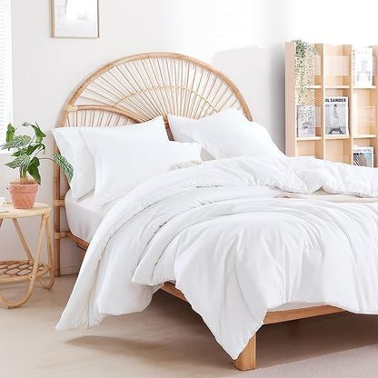 weigelia King Comforter Set 7 Pieces White Comforter Set Bed in a Bag Soft Fluffy King Size Bedding Set with Flat Sheet, Fitted Sheet, Pillow Shams, Pillowcases for All Season