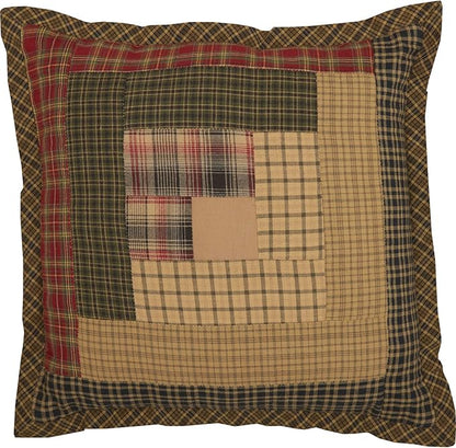 Tea Cabin Rustic 12"x12" Patchwork Pillow Green Thanksgiving Cotton Square Bedroom Decor