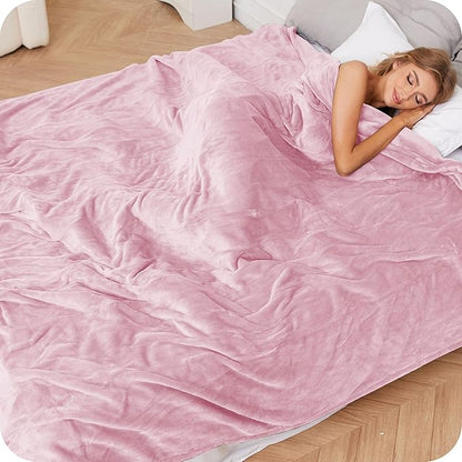 Electric Heated Blanket King Size 90"×100", Comfortable & Luxurious Flannel, 4 Heating Levels & 10 H Auto Shut Off, Light Pink