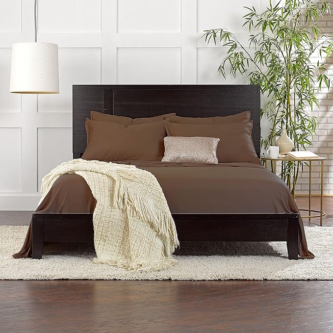 Pure Bamboo King Sheets, Genuine 100% Organic Viscose Derived from Bamboo Bed Sheet Set, Luxuriously Soft & Cooling, Double Stitching, 2 Year Quality Promise (King, Coconut Husk)