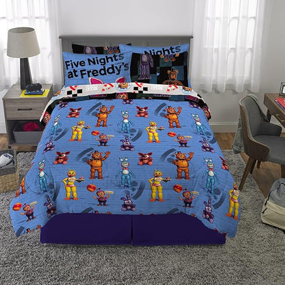 Franco Kids Bedding Super Soft Comforter and Sheet Set with Sham, 7 Piece Full Size, Five Nights At Freddy's