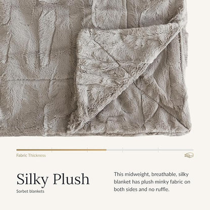 Minky Couture Sorbet Blanket - Ultra-Soft Throw for Silky Smooth Comfort - Premium Decorative Throw Blanket - Midweight, Breathable Fabric - Machine Washable Adult, Tranquil Dove