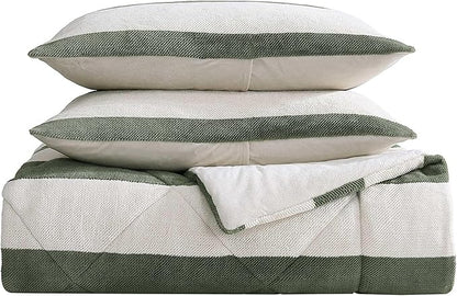 Nautica - Full/Queen Comforter Set, Soft Twill Plush Bedding with Matching Shams, Reverse to Micromink, Medium-Weight, Oeko-Tex Certified (Lawndale Green)